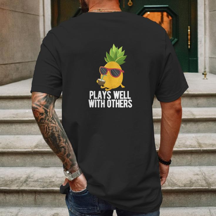 Pineapple Swinger Plays Well With Others Swingers Shirt Mens Back Print T-shirt Gifts for Men