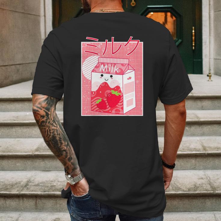 Pink Strawberry Milk Shake Kawaii Pastel Goth Japanese 90S Mens Back Print T-shirt Gifts for Men