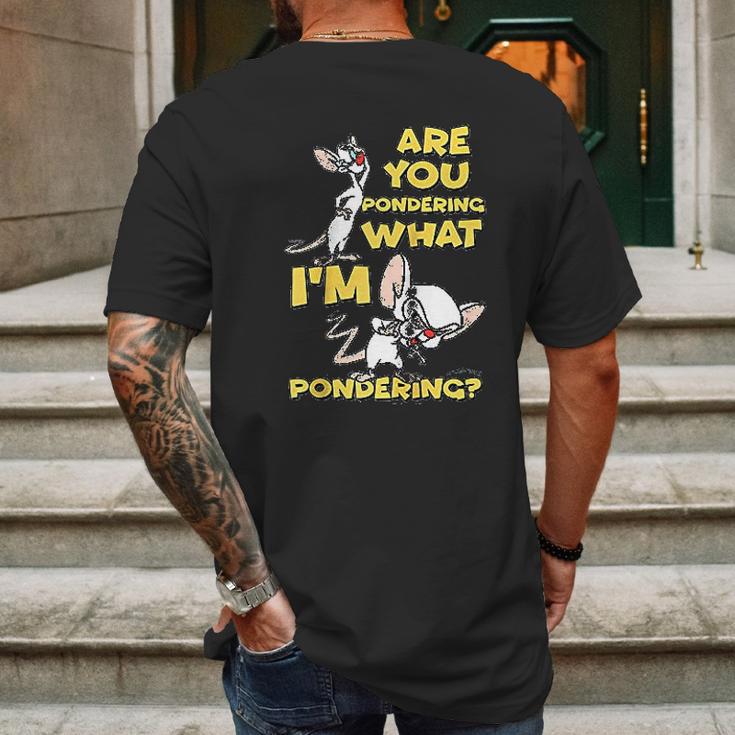 Pinky And The Brain Pondering Mens Back Print T-shirt Gifts for Men