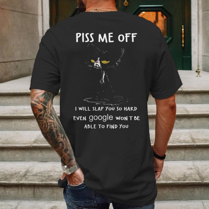 Piss Me Off I Will Slap You So Hard Black Cat Mens Back Print T-shirt Gifts for Men