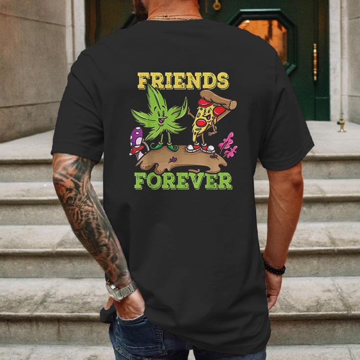 Pizza Weed Friends Forever Mens Back Print T-shirt Gifts for Men