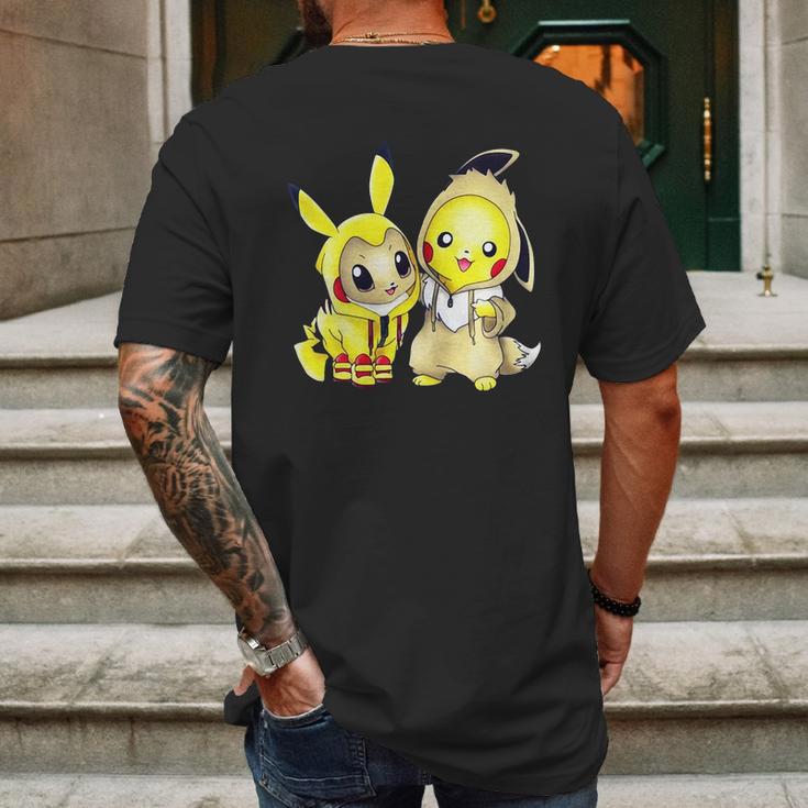 Pokemon Eevee And Pikachu Mens Back Print T-shirt Gifts for Men