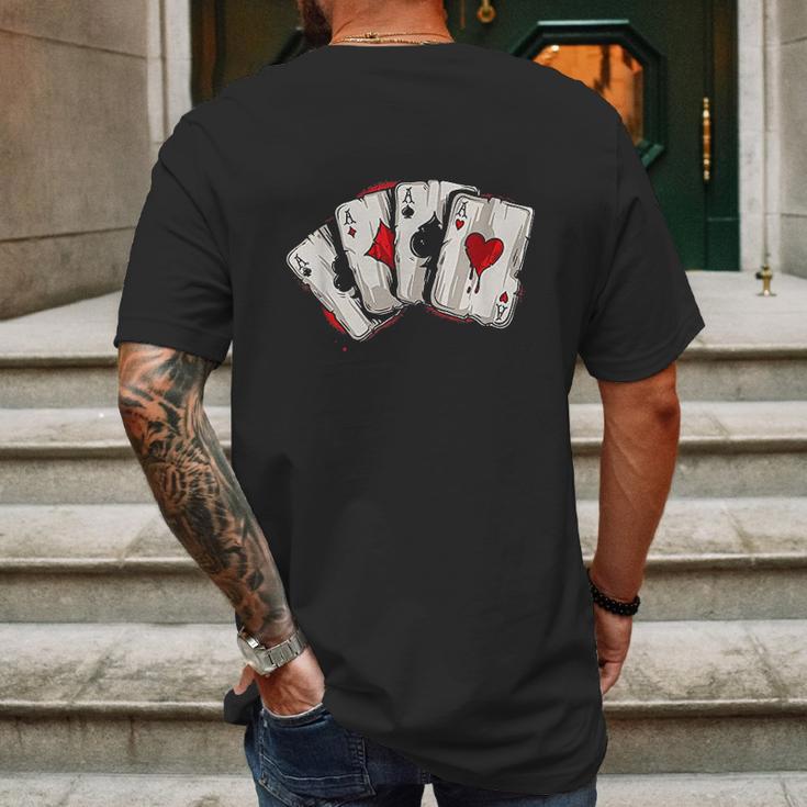 Poker Aces Stud Hands Lucky Souvenir Las Vegas Mens Back Print T-shirt Gifts for Men