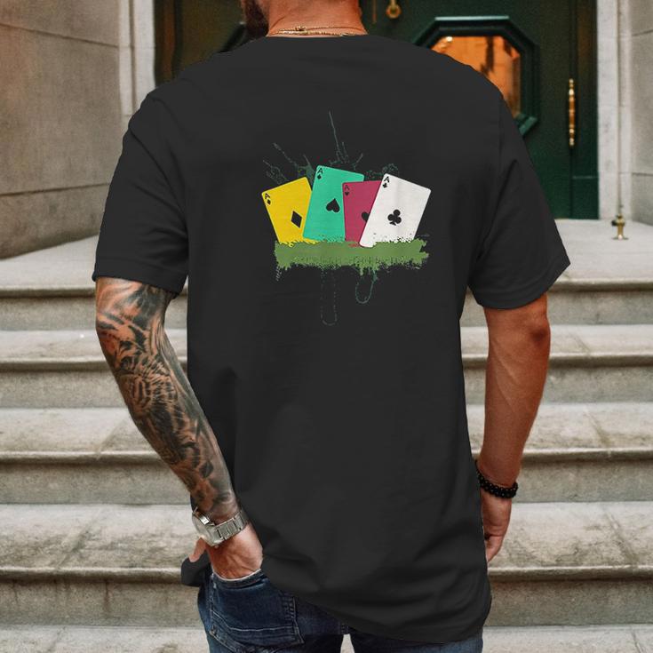 Poker Card Deck Ace Diamond Heart Gambling Spade Mens Back Print T-shirt Gifts for Men