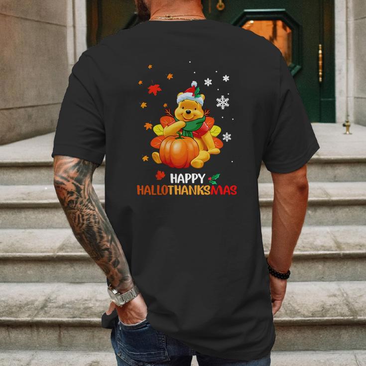 Pooh Bear Happy Hallothanksmas Mens Back Print T-shirt Gifts for Men