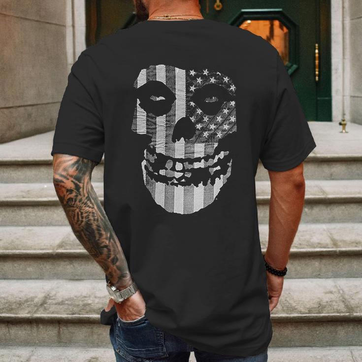 Popfunk Misfits Officially Licensed Gray American Flag Skull Mens Back Print T-shirt Gifts for Men