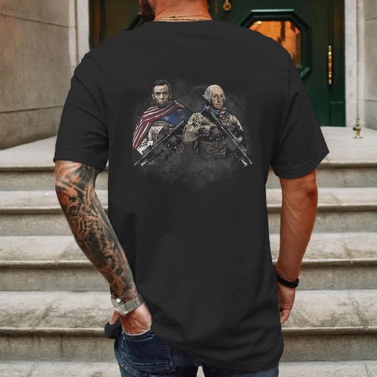 Presidential Soldiers Abraham Lincoln And George Washington Tshirt Mens Back Print T-shirt Gifts for Men