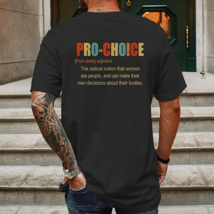 Pro Choice Definition Feminist Pro Roe Abortion Rights Reproductive Rights Mens Back Print T-shirt Gifts for Men