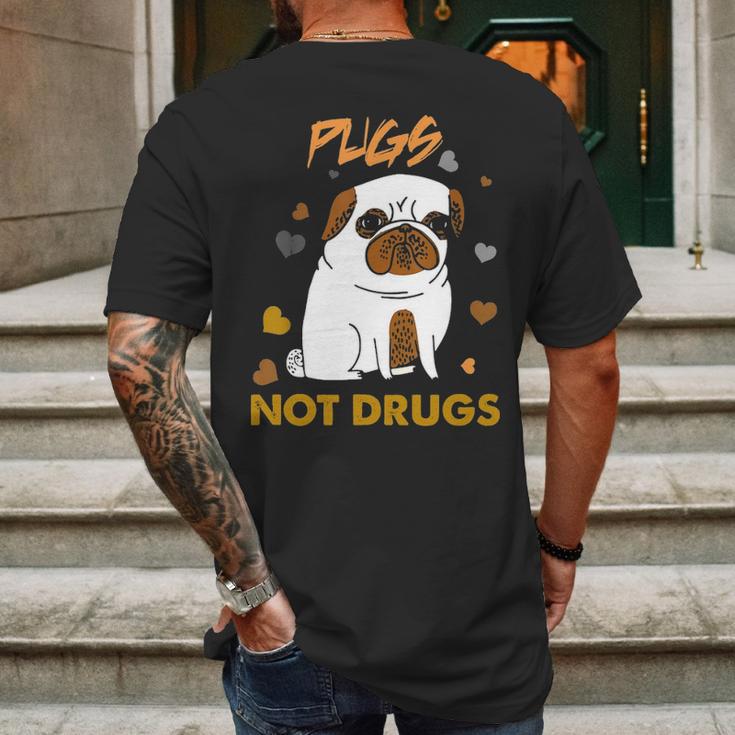 Pugs Not Drugs Pug Lover Dog Owner Funny Presents Mens Back Print T-shirt Gifts for Men