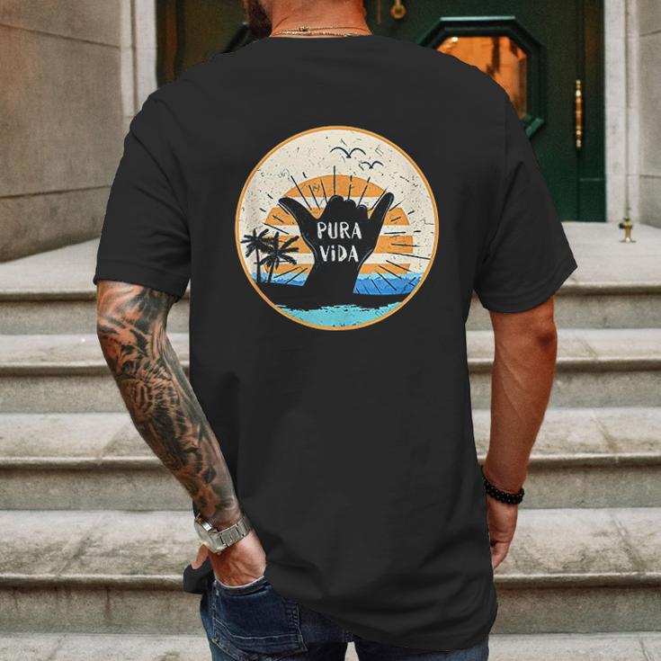 Pura Vida Costa Rica Shaka Sign Surfing Surfer Tropical Gift Mens Back Print T-shirt Gifts for Men