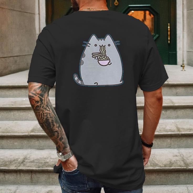 Pusheen The Cat Eating Noodles Juniors Mens Back Print T-shirt Gifts for Men