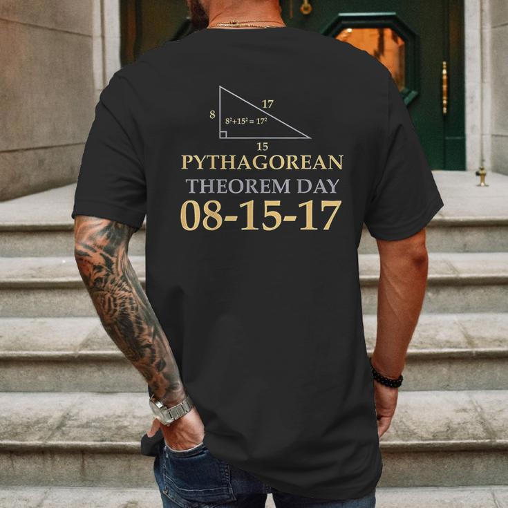 Pythagoras Pythagorean Theorem Day August 15 2017 Mens Back Print T-shirt Gifts for Men