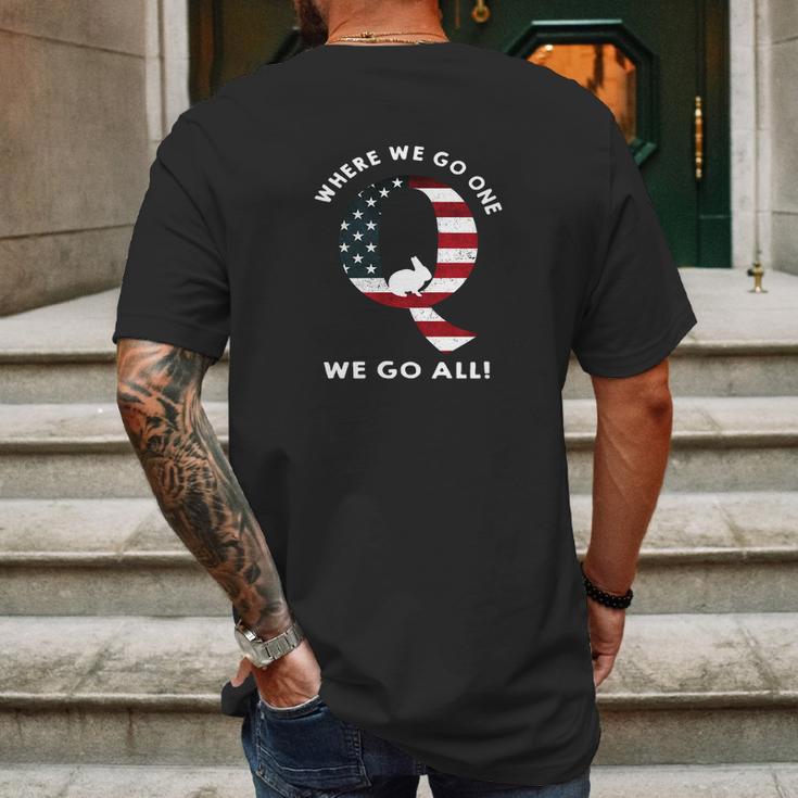 Q Anon Where We Go One We Go All Qanon Shirt Mens Back Print T-shirt Gifts for Men