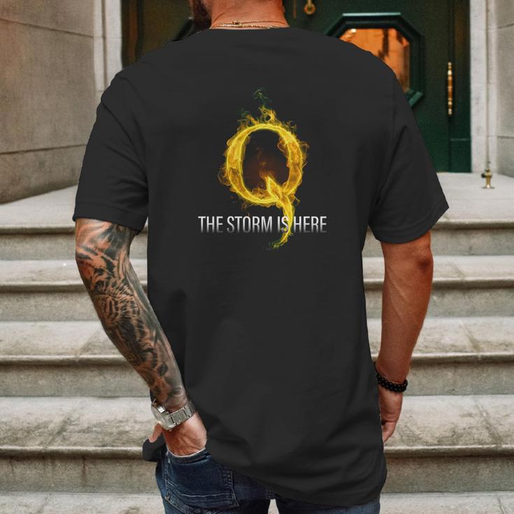 Q Anon T-Shirt The Storm Is Here Mens Back Print T-shirt Gifts for Men