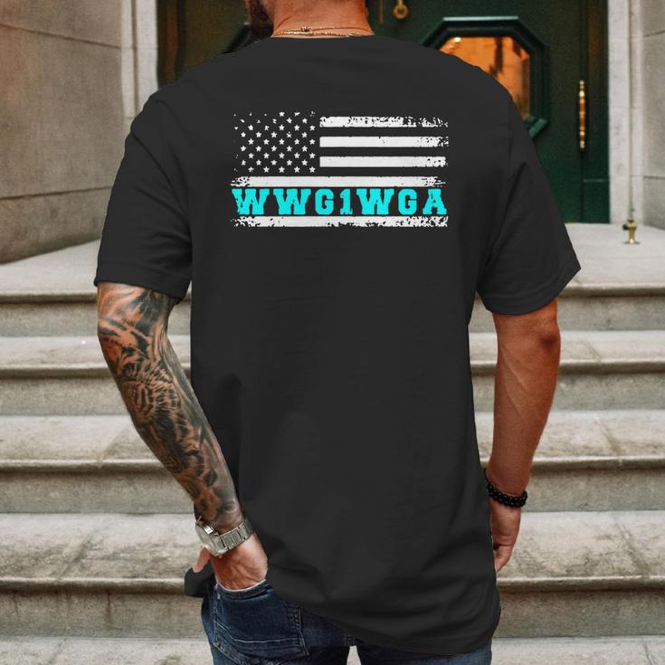 Qanon Apparel Wwg1wga Us Flag Retro Q Anon Mens Back Print T-shirt Gifts for Men