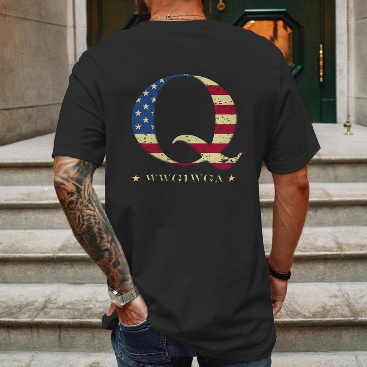 Qanon Wwg1wga Q Anon T-Shirt Great Awakening Maga Usa Tee Mens Back Print T-shirt Gifts for Men