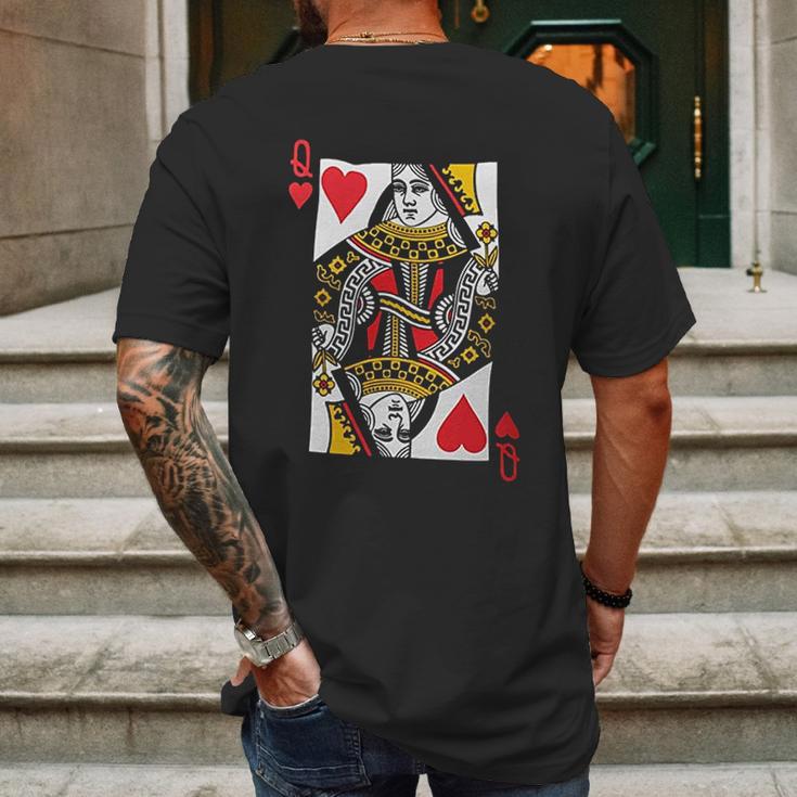 Queen Of Hearts Playing Card Funny Mens Back Print T-shirt Gifts for Men