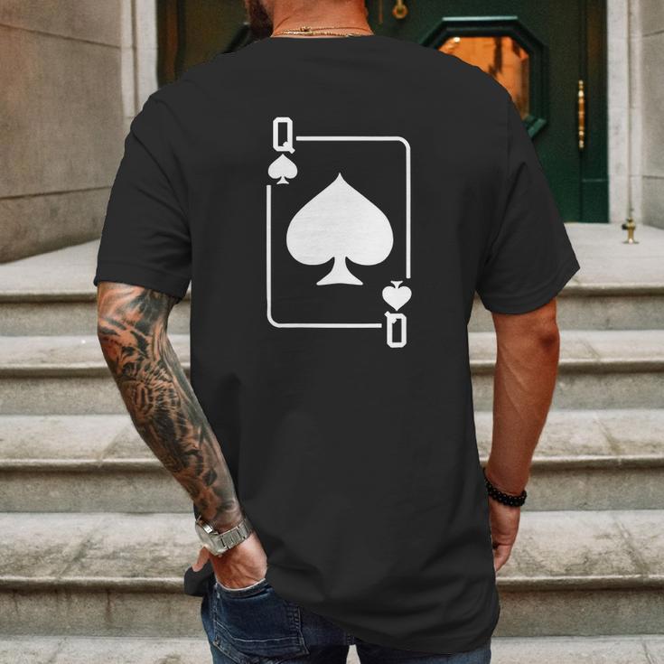 Queen Of Spades Playing Card Mens Back Print T-shirt Gifts for Men