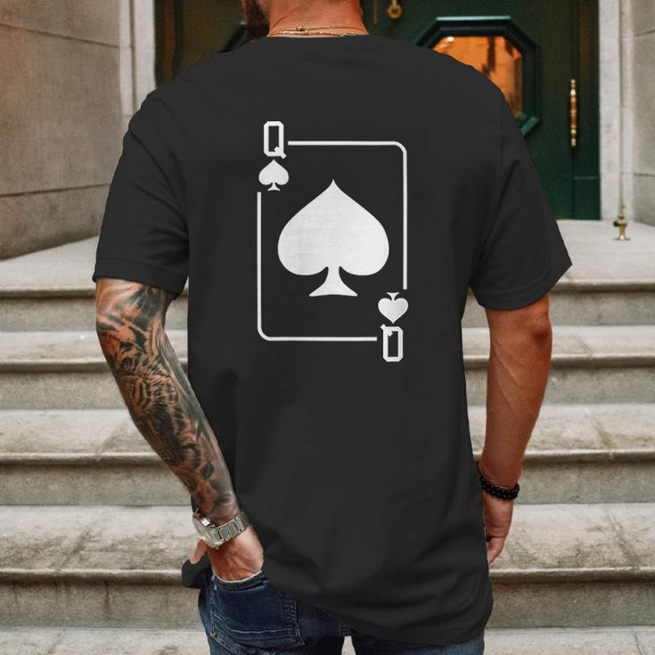 Queen Of Spades Playing Card Mens Back Print T-shirt Gifts for Men