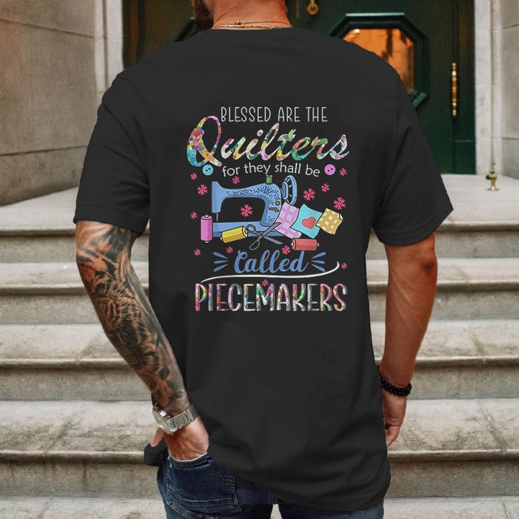 Quilting Blessed Are Piecemakers Gifts For Quilters Mens Back Print T-shirt Gifts for Men