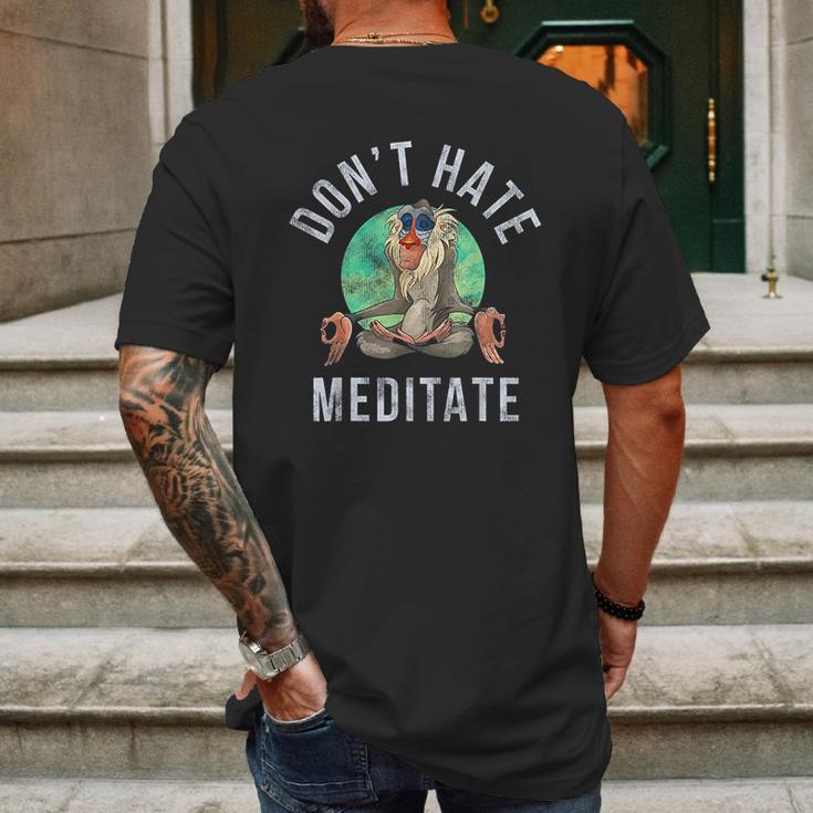 Rafiki Dont Hate Meditate Mens Back Print T-shirt Gifts for Men