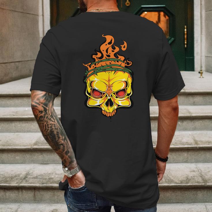 Rage Of Fire Faming Skull Creepy Skeleton Mens Back Print T-shirt Gifts for Men