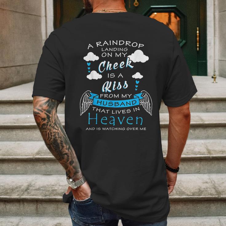 Raindrop Is A Kiss From My Husband That Is In Heaven Mens Back Print T-shirt Gifts for Men