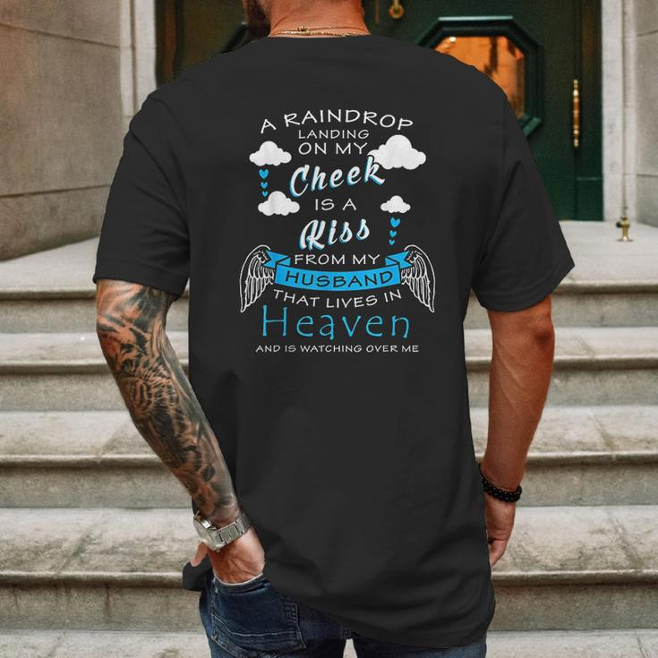 Raindrop Is A Kiss From My Husband That Is In Heaven Mens Back Print T-shirt Gifts for Men