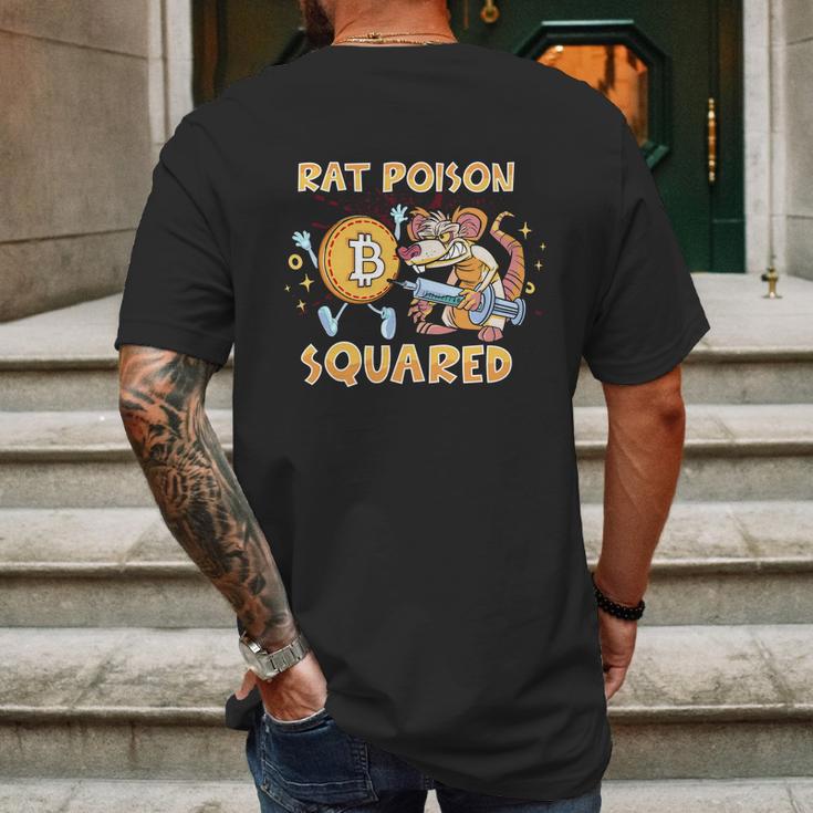 Rat Poison Squared Funny Cartoon Rat Stylized Bitcoin Sketch Graphic Design Printed Casual Daily Basic Mens Back Print T-shirt Gifts for Men