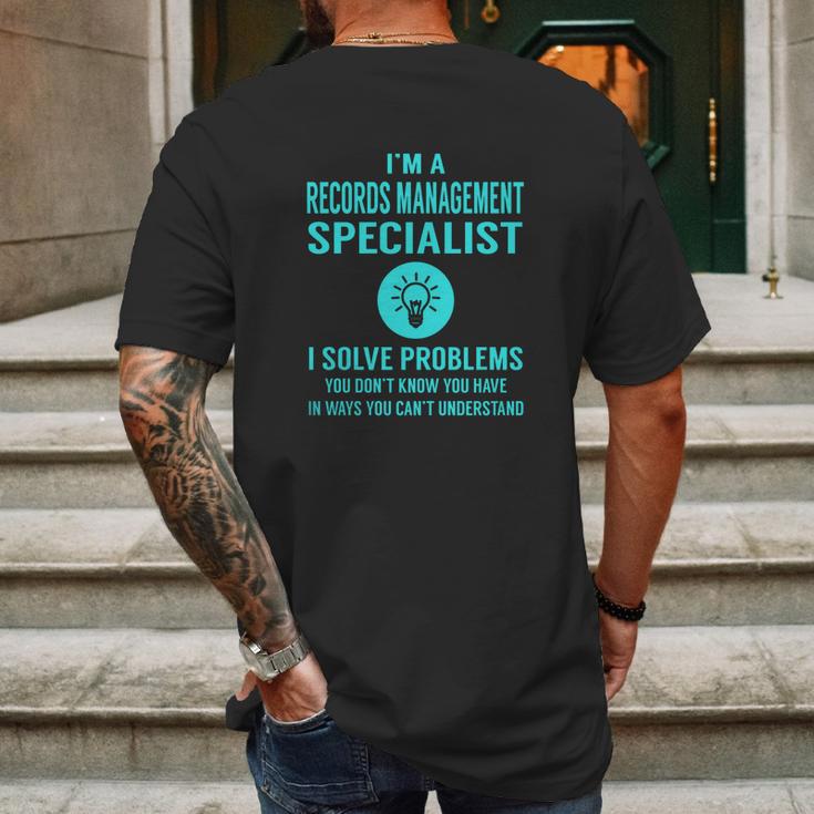 Records Management Specialist Mens Back Print T-shirt Gifts for Men