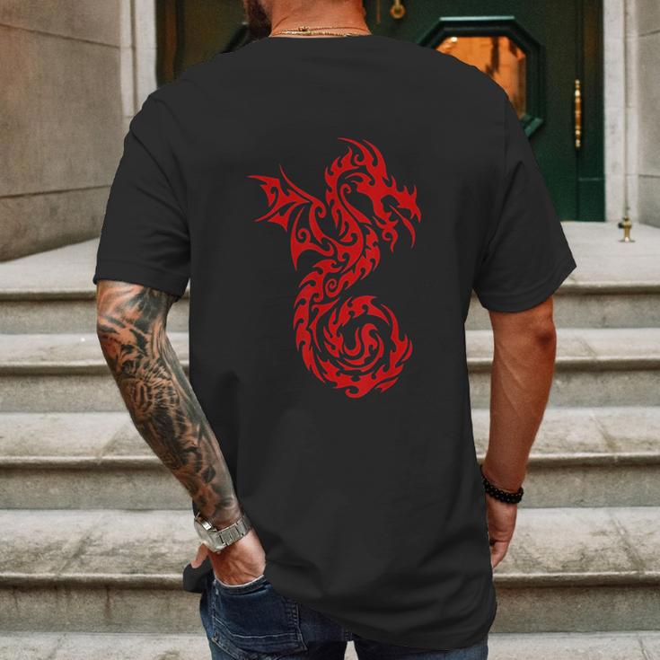 Red Dragon Chinese Firedrake Art Mens Back Print T-shirt Gifts for Men