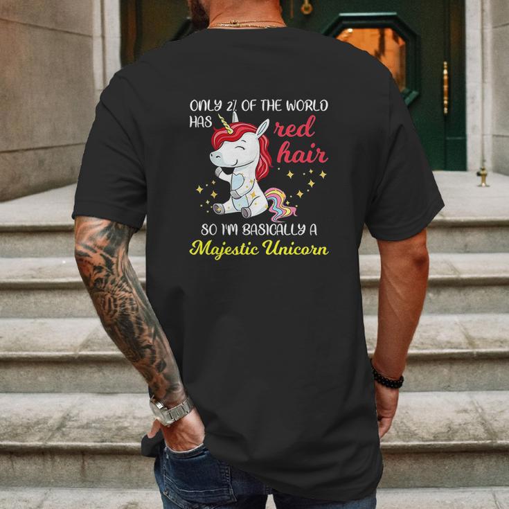 Red Hair Majestic Unicorn Funny Ginger Head Pride Mens Back Print T-shirt Gifts for Men