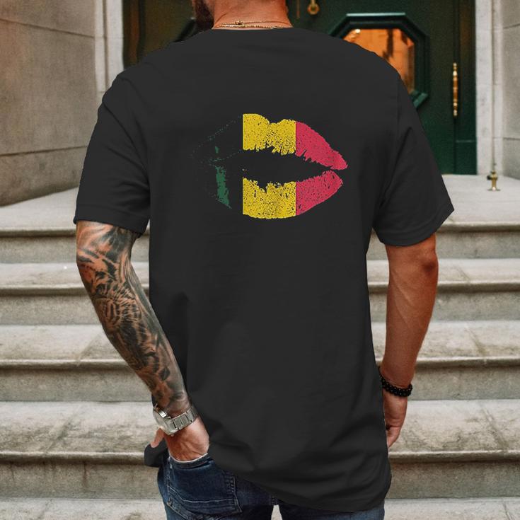 Reggae Kissing Lips Flag Mens Back Print T-shirt Gifts for Men