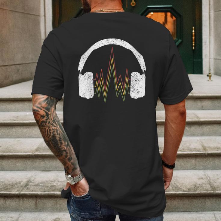 Reggae Music Headphones Rastafari Rasta Gift Mens Back Print T-shirt Gifts for Men