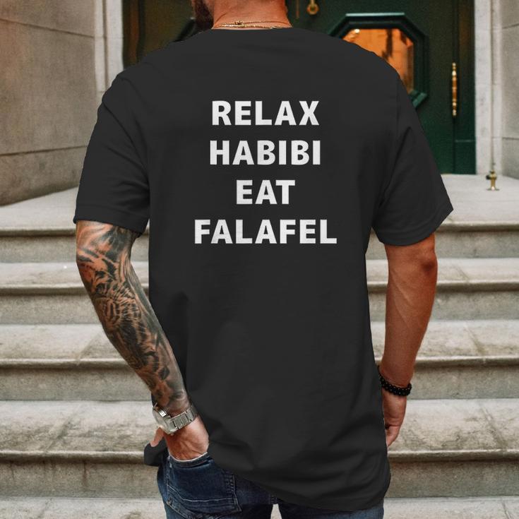 Relax Habibi Eat Falafel Mens Back Print T-shirt Gifts for Men