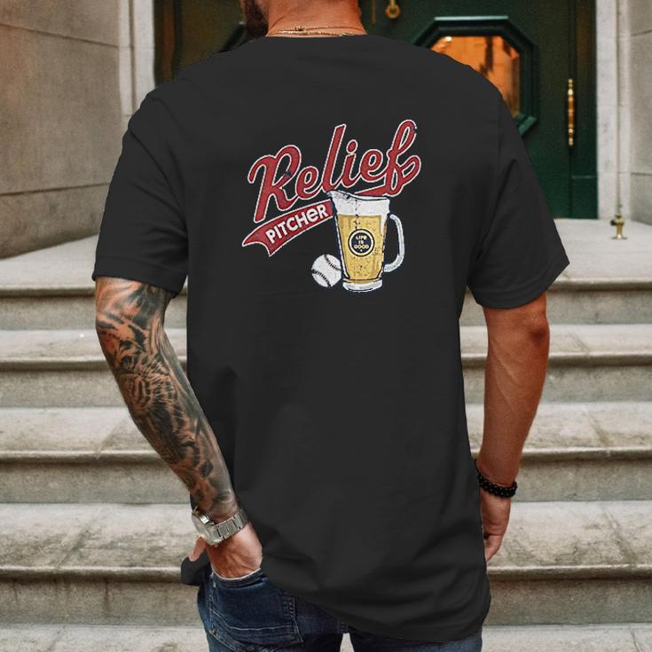 Relief Pitcher Mens Back Print T-shirt Gifts for Men