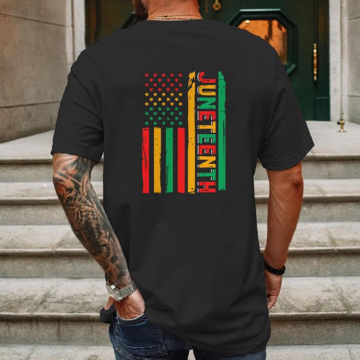 Rero American Flag African American Flag June 19 1865 Graphic Design Printed Casual Daily Basic Mens Back Print T-shirt Gifts for Men