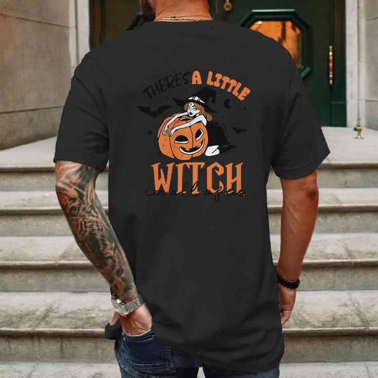 Theres A Little Witch In All Of Us Pumpkin Mens Back Print T-shirt Gifts for Men