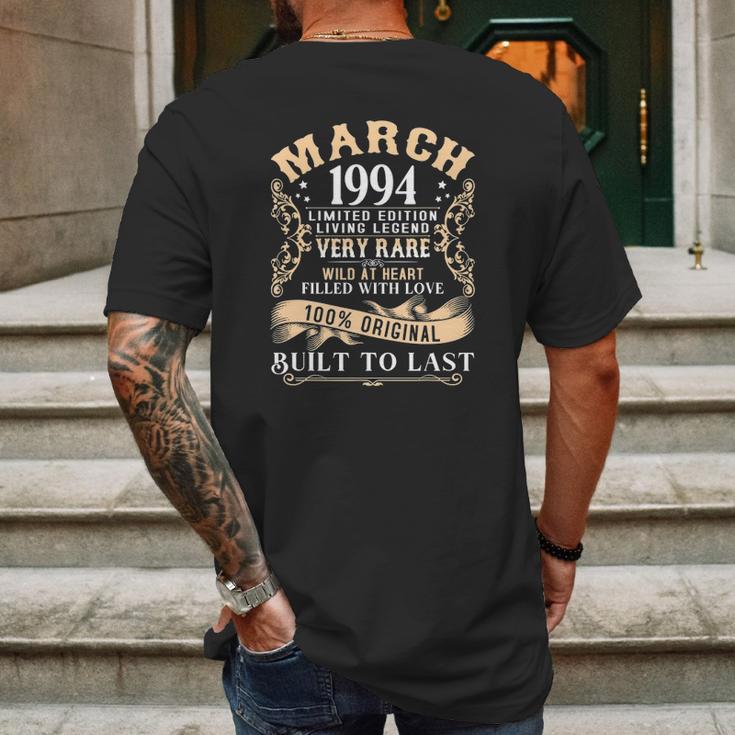 Retro March 199427Th Birthday Gift 27 Years Old Mens Back Print T-shirt Gifts for Men