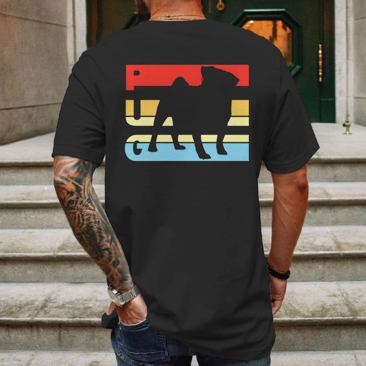 Retro Pug Logo Mens Back Print T-shirt Gifts for Men