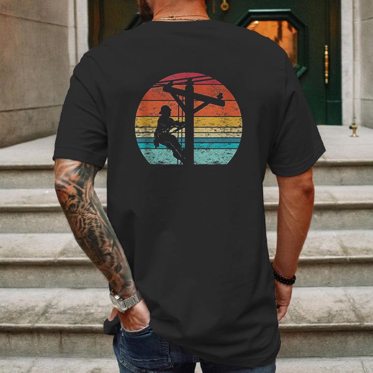 Retro Style Electric Cable Lineman Mens Back Print T-shirt Gifts for Men