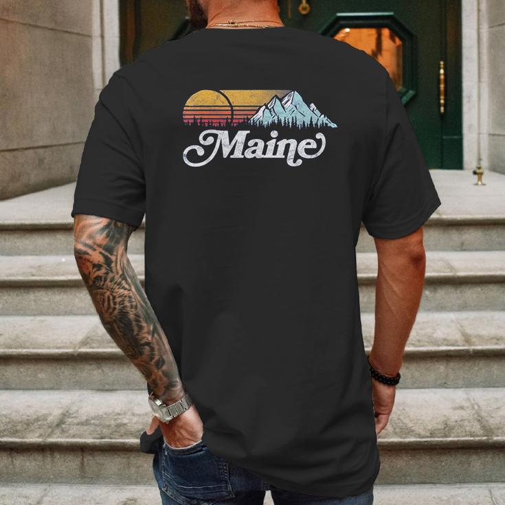 Retro Vibe Maine Vintage Mountains And Sun Mens Back Print T-shirt Gifts for Men