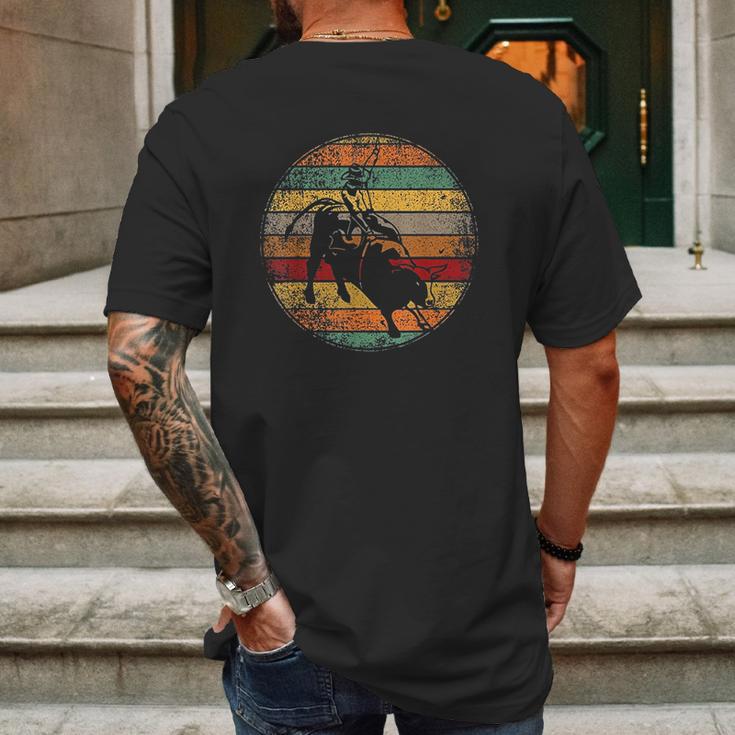 Retro Vintage Bull Riding Cowboy Western Bullriding Mens Back Print T-shirt Gifts for Men