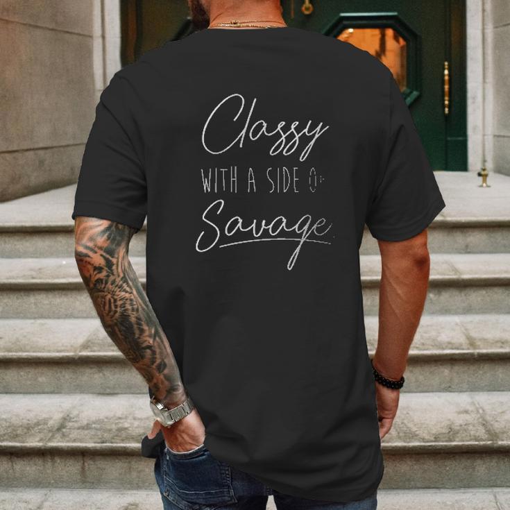 Retta Classy With A Side Of Savage Ladies Mens Back Print T-shirt Gifts for Men