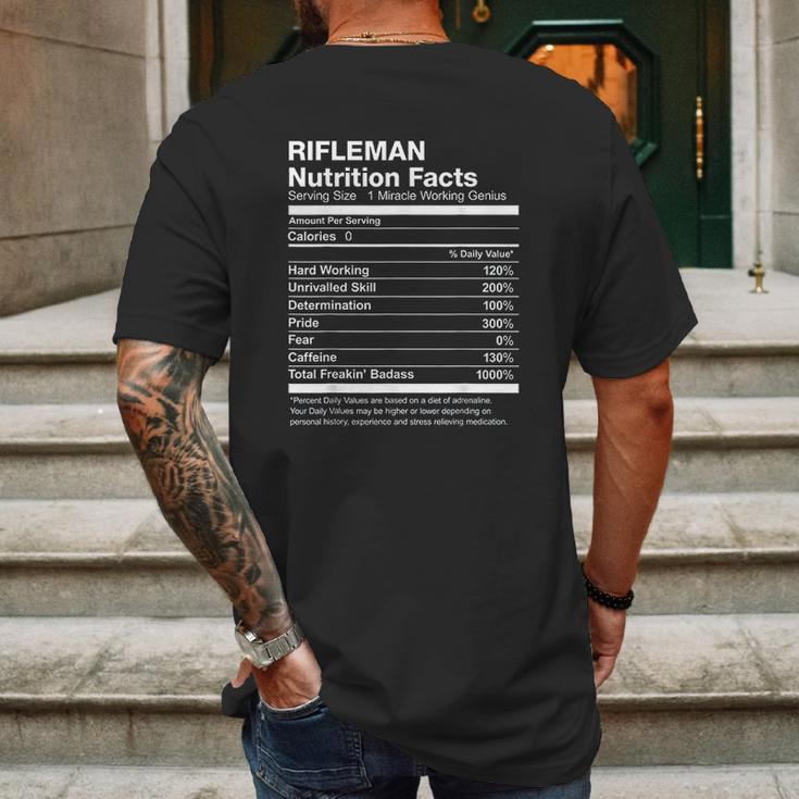 Rifleman Nutrition Facts Funny Mens Back Print T-shirt Gifts for Men