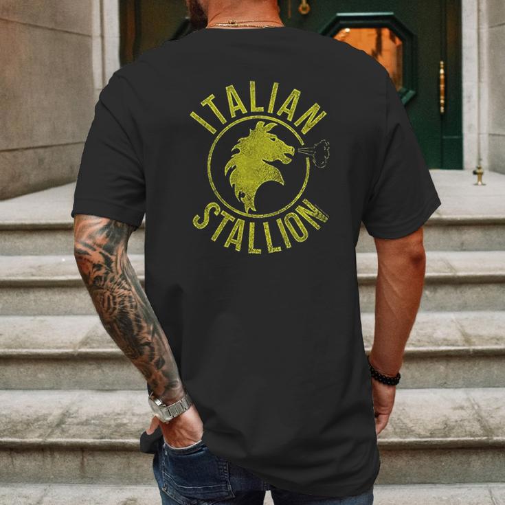 Rocky Italian Stallion Black Mens Back Print T-shirt Gifts for Men