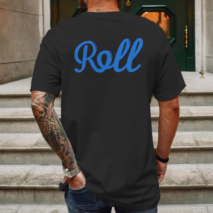 Roll Jiu Jitsu Blue Mens Back Print T-shirt Gifts for Men