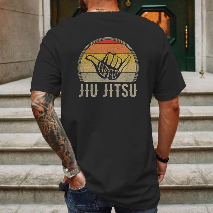 Lets Roll Jiu Jitsu Hand Vintage Sunset Funny Gift Idea Mens Back Print T-shirt Gifts for Men