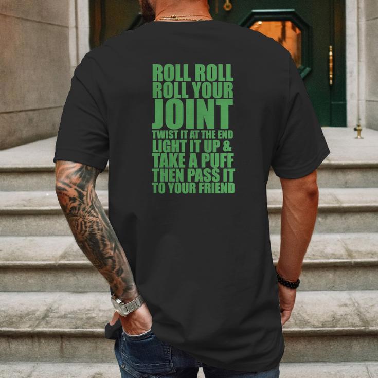 Roll Roll Roll Your Joint Funny Weed Tshirt Tshirts Mens Tshirt Mens Back Print T-shirt Gifts for Men