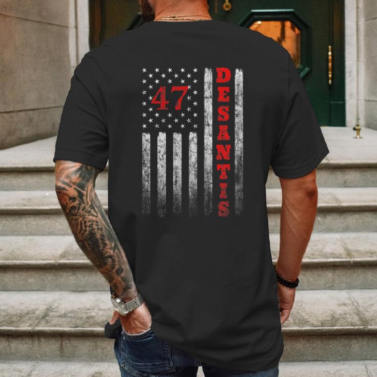 Ron Desantis 2024 American Flag Vintage Faded Distressed Mens Back Print T-shirt Gifts for Men